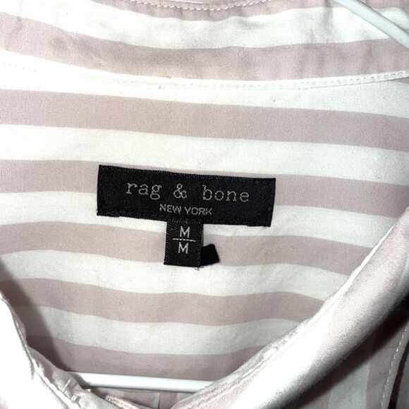 Rag & Bone Maxine Striped Button Down Shirt - Pale Pink/White M - Picture 5 of 7